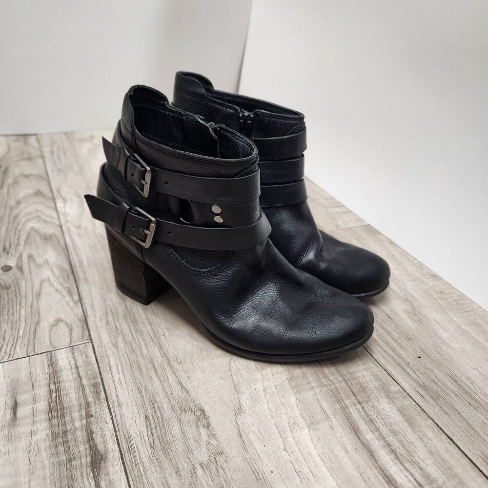 Josef Seibel Brittany Womens Black Leather Buckle Straps Zip Bootie Size US 6.5